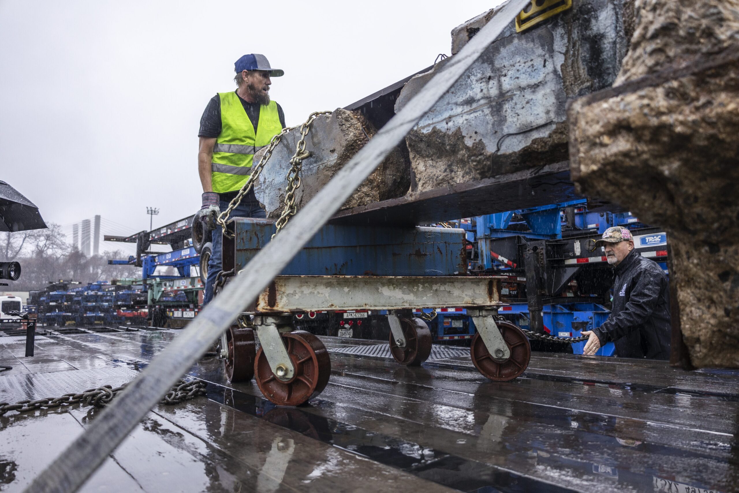 Loading Steel Beam from World Trade Center Transported by Medallion Carrier